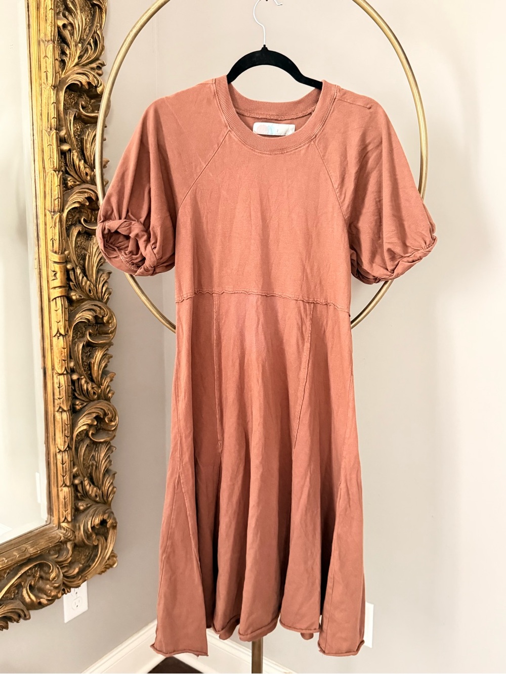 FP Beach Brentwood Puff-Sleeve Midi Dress in Brown- sold out color!